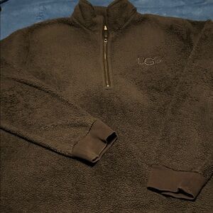 UGG unisex charcoal gray Sherpa Half-Zip Pullover Sweater